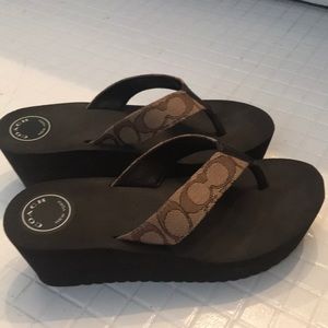 Coach wedge flip flops